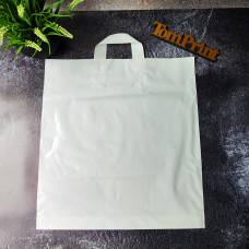 Пакет "петля" білий 30x35см, 50 мкм, ПВТ, донна складка 3 см, ручка біла